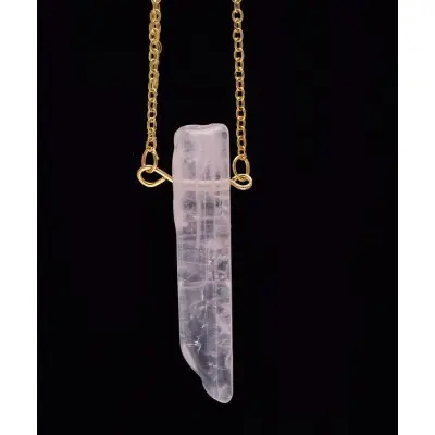 Collier Pendentif en Pierre de Quartz rose Brute