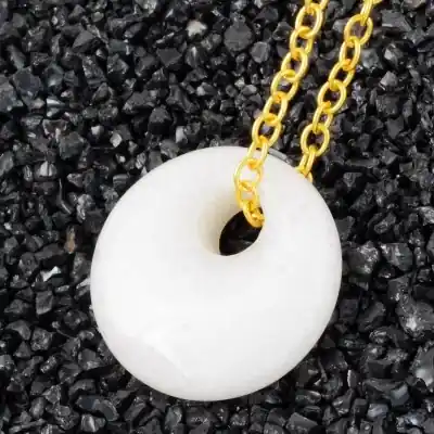 Collier Pendentif Donut en Jade blanc