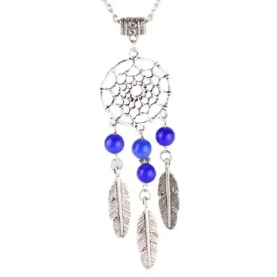 Collier Pendentif Attrape Rêves Perles bleues