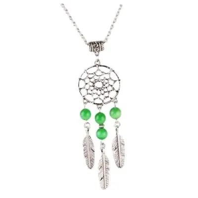 Collier Pendentif Attrape Rêves Perles vertes
