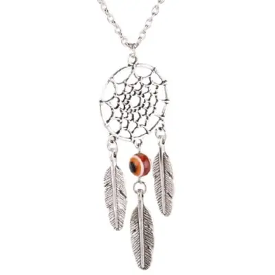 Collier Attrape Rêves Perles Anti Mauvais Oeil orange
