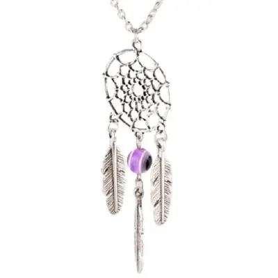 Collier Attrape Rêves Perle Anti Mauvais Oeil violette