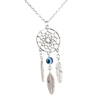 Collier Attrape Rêves Perles Anti Mauvais Oeil bleue