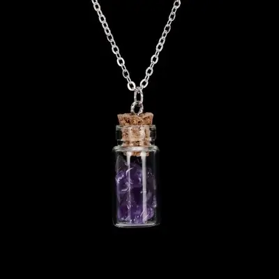 Collier Pendentif Bouteille en Améthyste