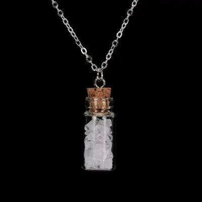 Collier Pendentif Bouteille en Cristal de Roche