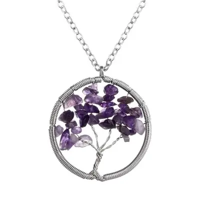Collier Pendentif Arbre Céleste en Améthyste