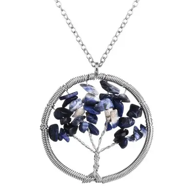Collier Pendentif Arbre Céleste en Sodalite