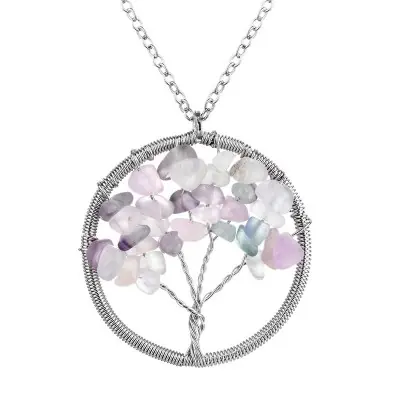 Collier Pendentif Arbre Céleste en Fluorite