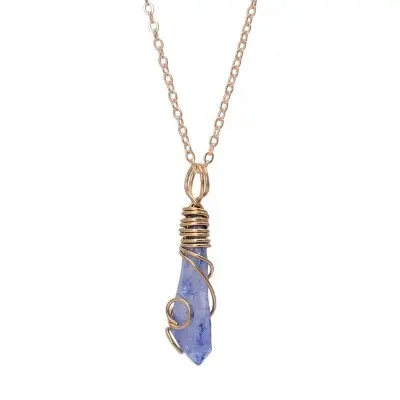 Collier Pendentif Stalactite en Calcédoine bleue