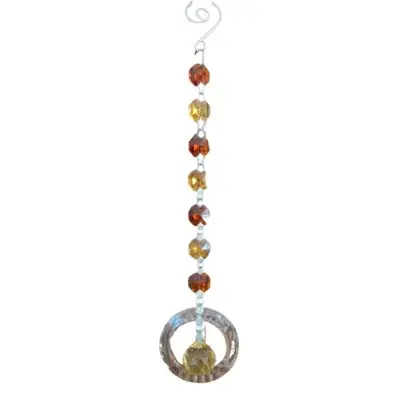 Suspension Cristal Solaire jaune 20mm Spirale et Cercle