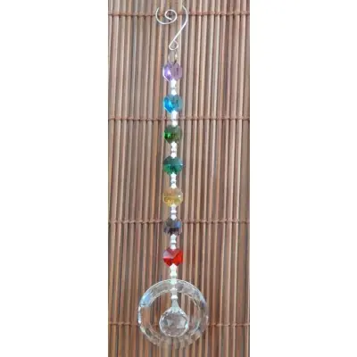 Suspension Cristal Solaire blanc 20mm Spirale et Cercle