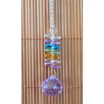 Suspension Cristal Solaire violet 30mm Cascade multicolore