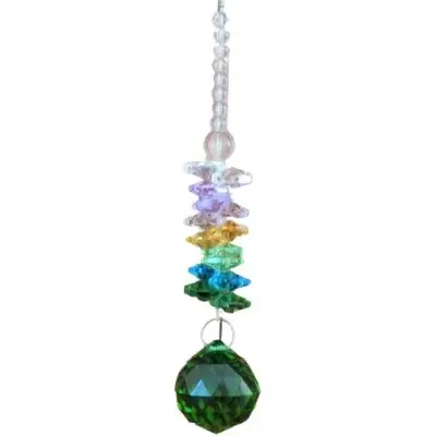 Suspension Cristal Solaire vert 30mm Cascade multicolore