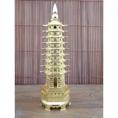 Grande Pagode Wen Chang Bronze dorée 25cm
