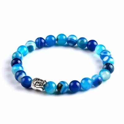 Bracelet Bouddha doré en Onyx bleu