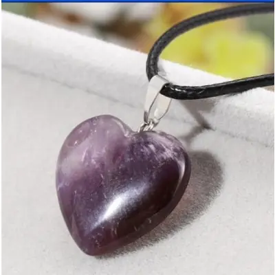 Corde et Pendentif Coeur en Améthyste