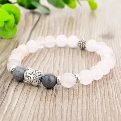 Bracelet Bouddha Thaï en Quartz rose
