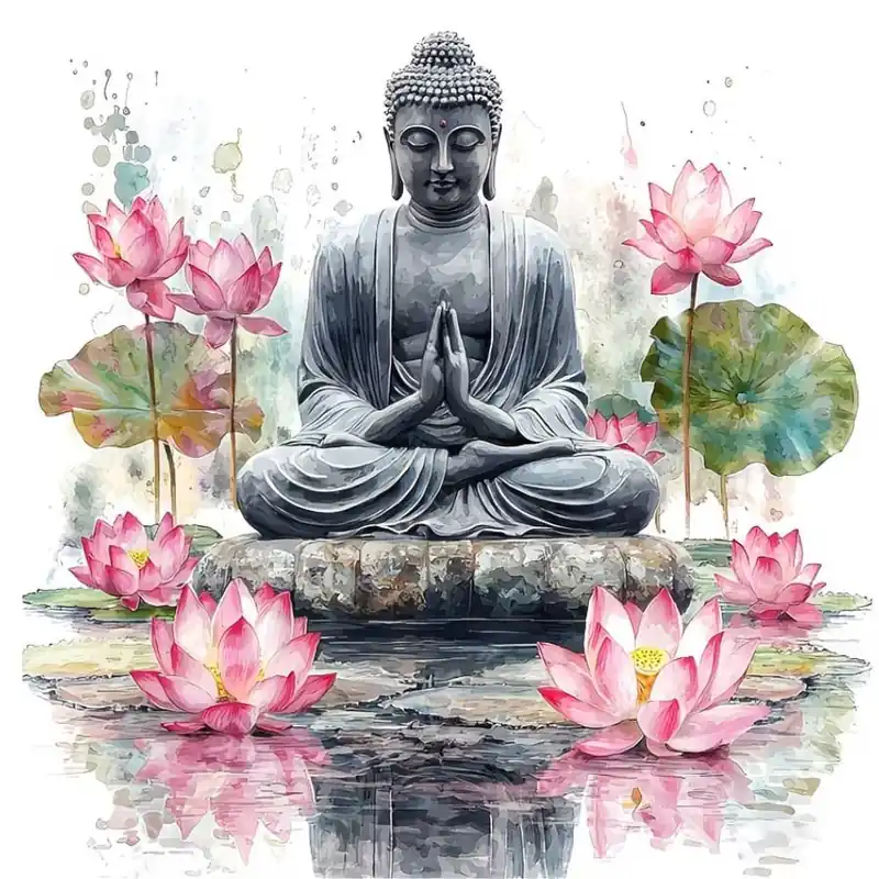Sticker Bouddha Lotus Sérénité – Grand format immersif