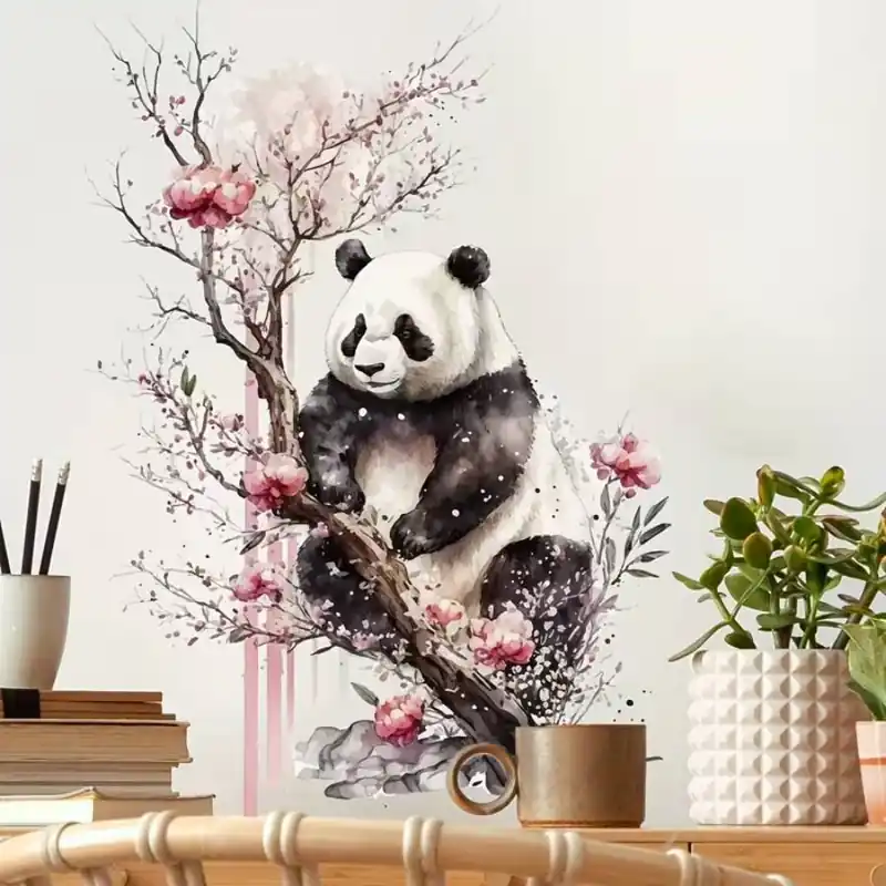 Sticker Panda Rêveur au Cerisier