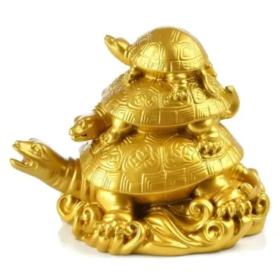 Statue les 3 Tortues de l’Harmonie dorée