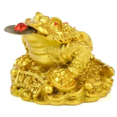 Statue Crapaud de la Prospérité dorée