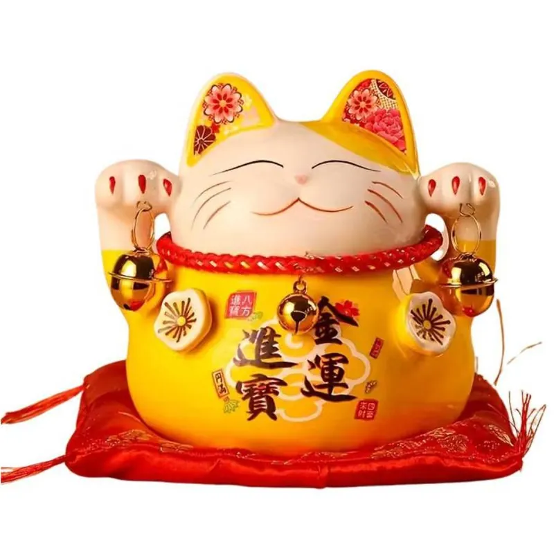Statue Maneki Neko jaune Tirelire
