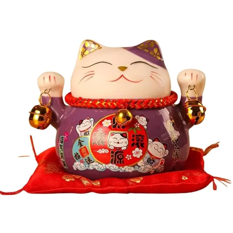 Statue Maneki Neko violet Tirelire