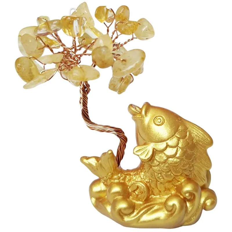 Carpe Koï Dorée et Arbre en Citrine