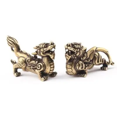 Doubles Statues Pi Yao Médium en laiton