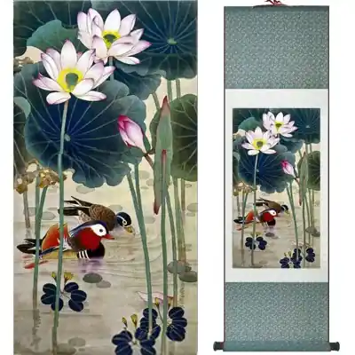 Kakemono Couple de Canards Mandarins de l’Amour
