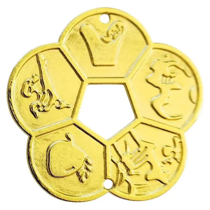 Talisman Fleur de Prunier Cinq Bénédictions dorée