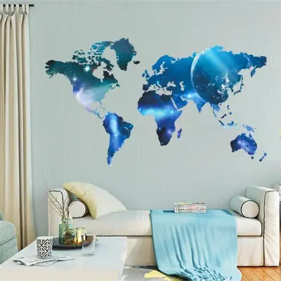 Sticker Planisphère Déco Bleu