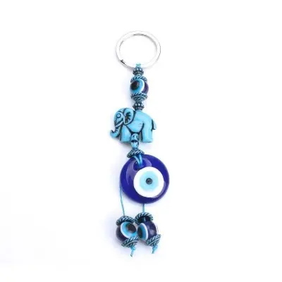 Porte Clés Éléphant bleu contre le Mauvais Oeil