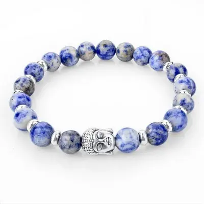 Bracelet Bouddha argenté en Sodalite