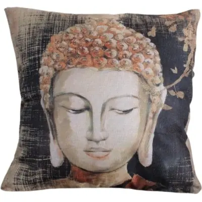 Housse de Coussin Tête de Bouddha beige