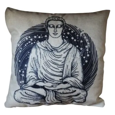 Housse de Coussin Bouddha Illuminé bleu