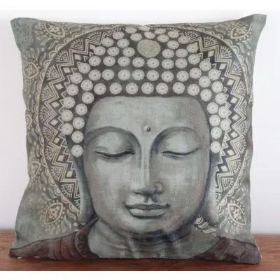 Housse Coussin de Tête de Bouddha vert