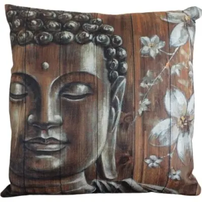 Housse de coussin Tête de Bouddha Fleurs de Lys