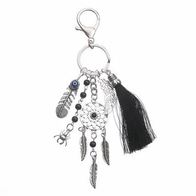 Porte Clés Attrape Rêves Plume Talisman noir