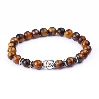Bracelet Bouddha Penseur en Oeil de Tigre