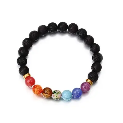 Bracelet 7 Chakras en Pierres de Lave