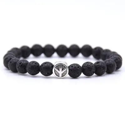 Bracelet Symbole de la Paix en Pierres de Lave