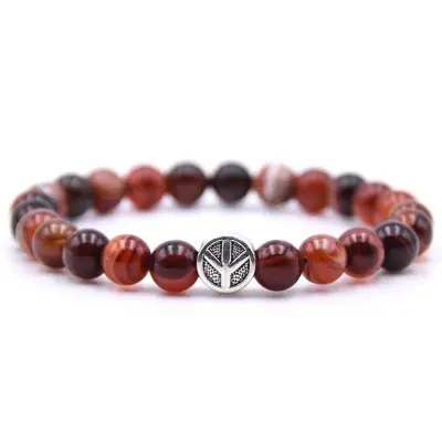 Bracelet Symbole de la Paix en Onyx rouge