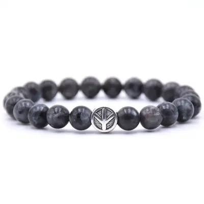 Bracelet Symbole de la Paix en Jaspe anthracite