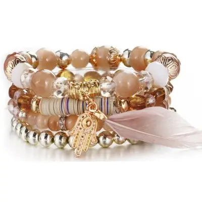 Bracelet Talisman Perles beiges
