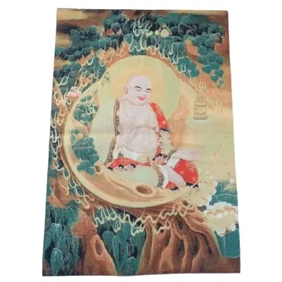Grand Tangka Tapisserie Bouddha Riant