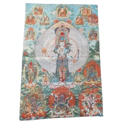 Grand Tangka Tapisserie Guan Yin à Mille Bras