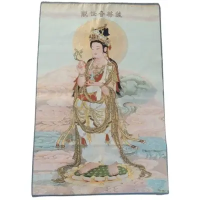 Grand Tangka Tapisserie Guan Yin de la Compassion