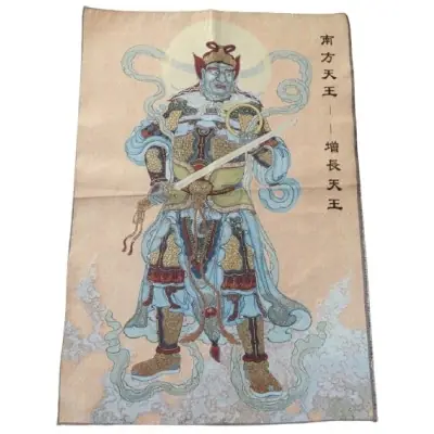 Grand Tangka Tapisserie Virudhaka Gardien Céleste