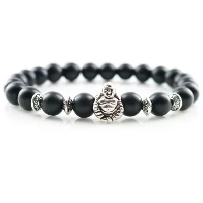 Bracelet Bouddha Riant en Onyx noir